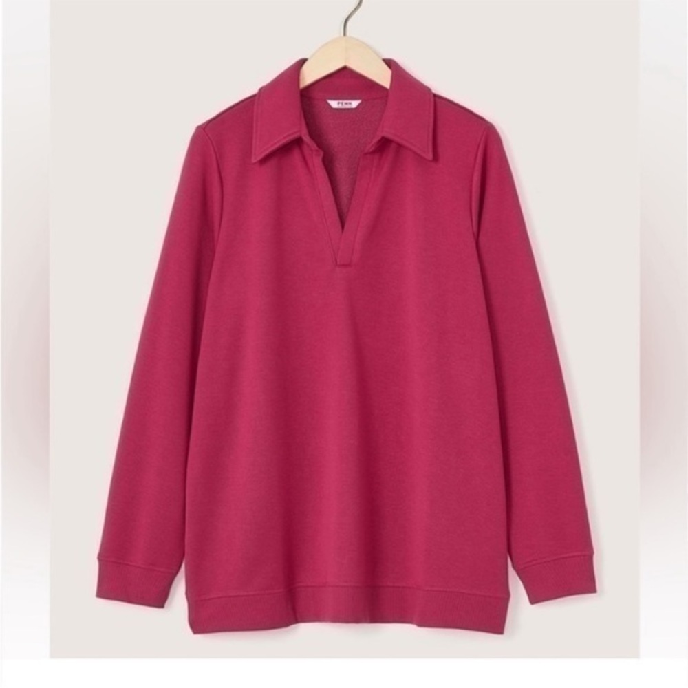 Pink Long Sleeves Collared Top